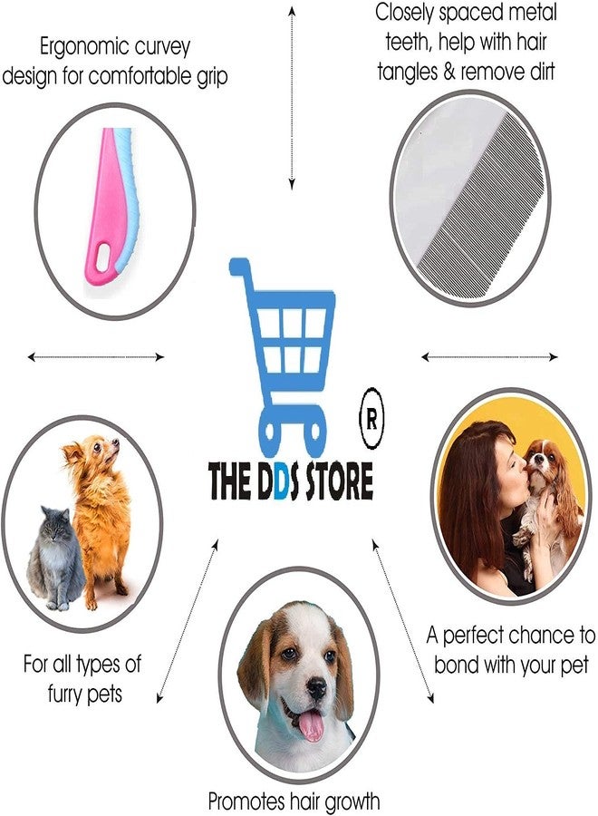 THE DDS STORE Flea Comb Pet Stainless Steel Tooth Flea Lice Tear Stain Remover Comb Pet Hair Nit Comb Brush for Long or Medium Haired Dogs and Cats - Image 4